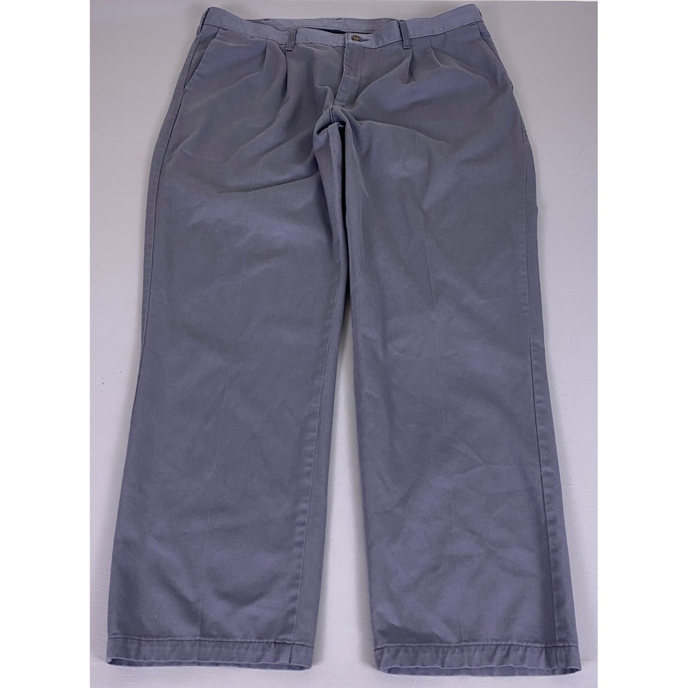 Lee‎ Chino Pants Men's Size 42x32 Gray Pleated 100% Cotton Relaxed Fit